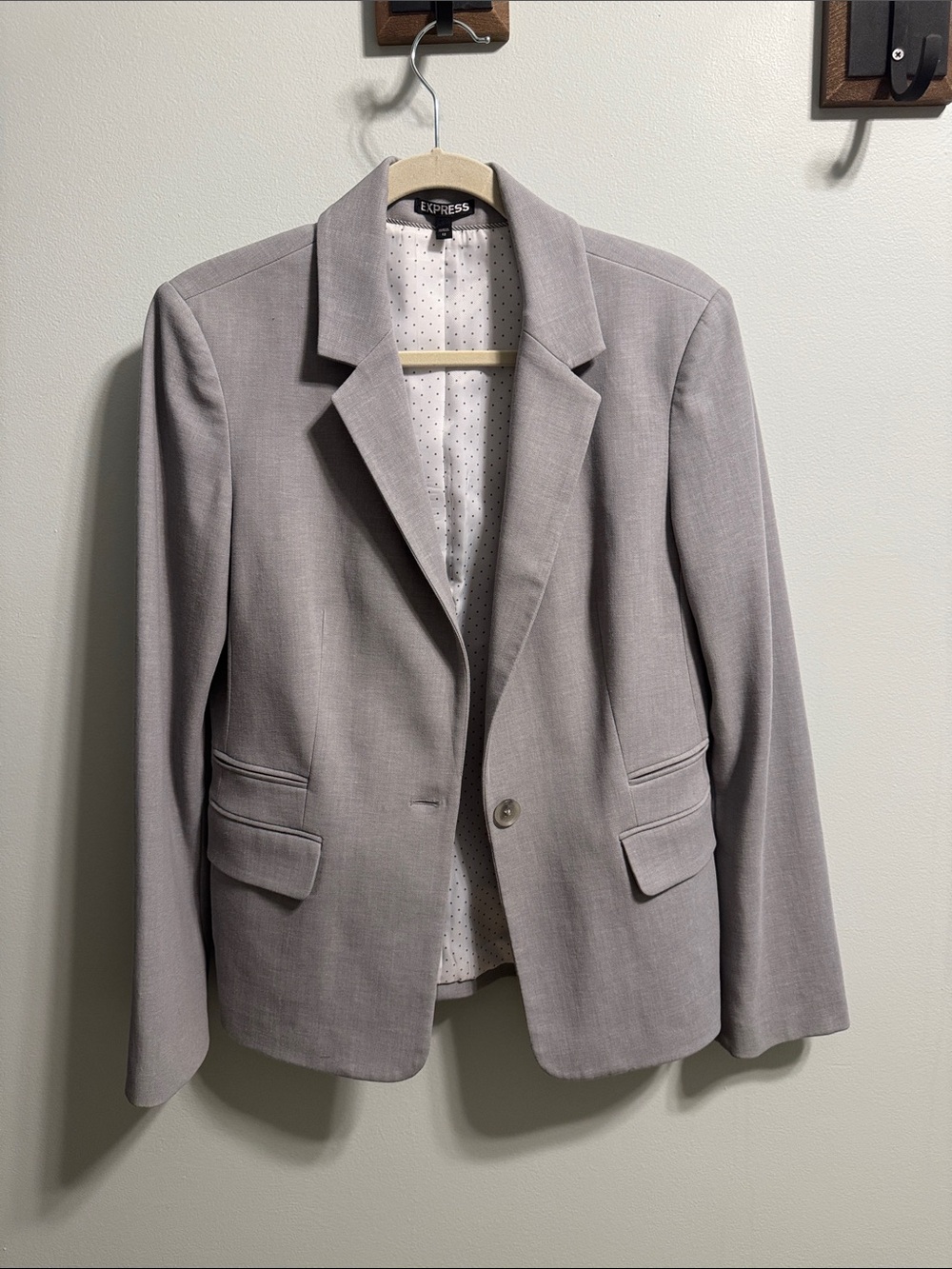 Express Light Gray Women's Tailored Single-Button Blazer sz 12